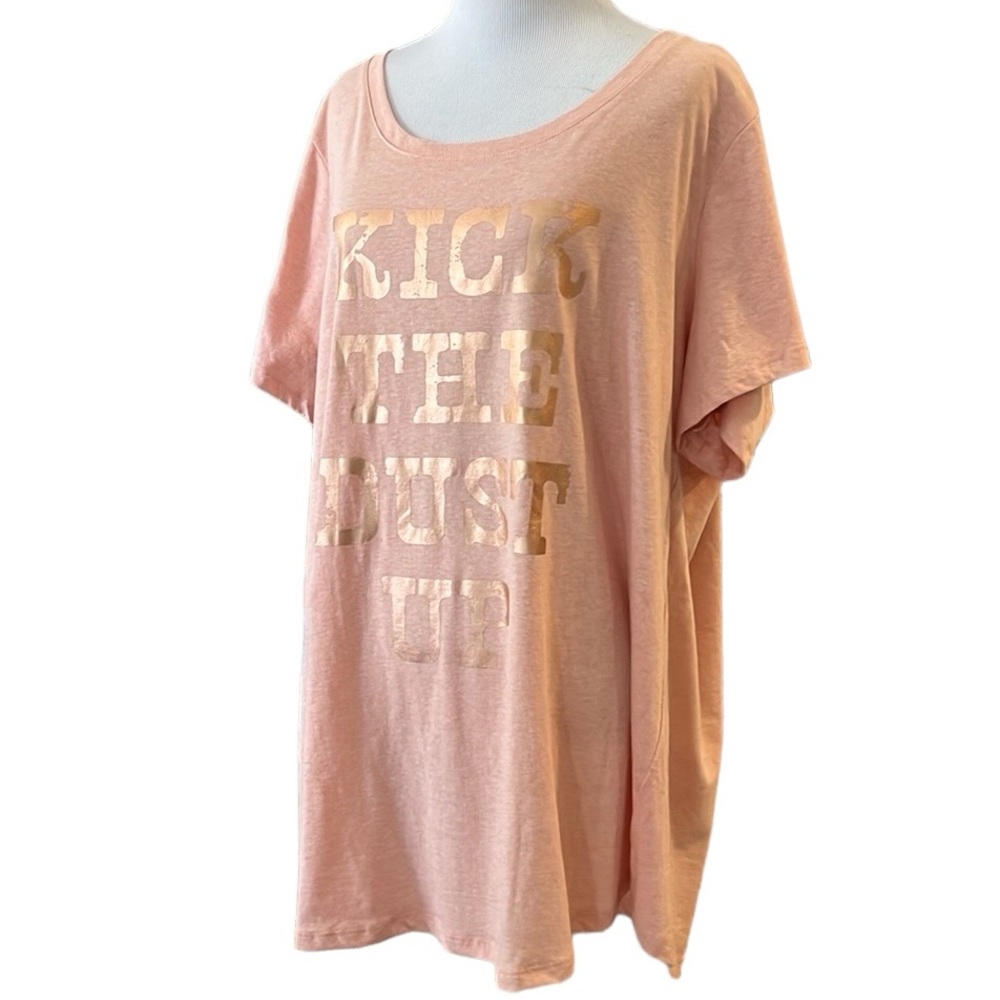 DELUSIONAL SHORT SLEEVE GRAPHIC T-SHIRT PEACH AND GOLD PLUS SIZE 3X NEW WITH TAG
